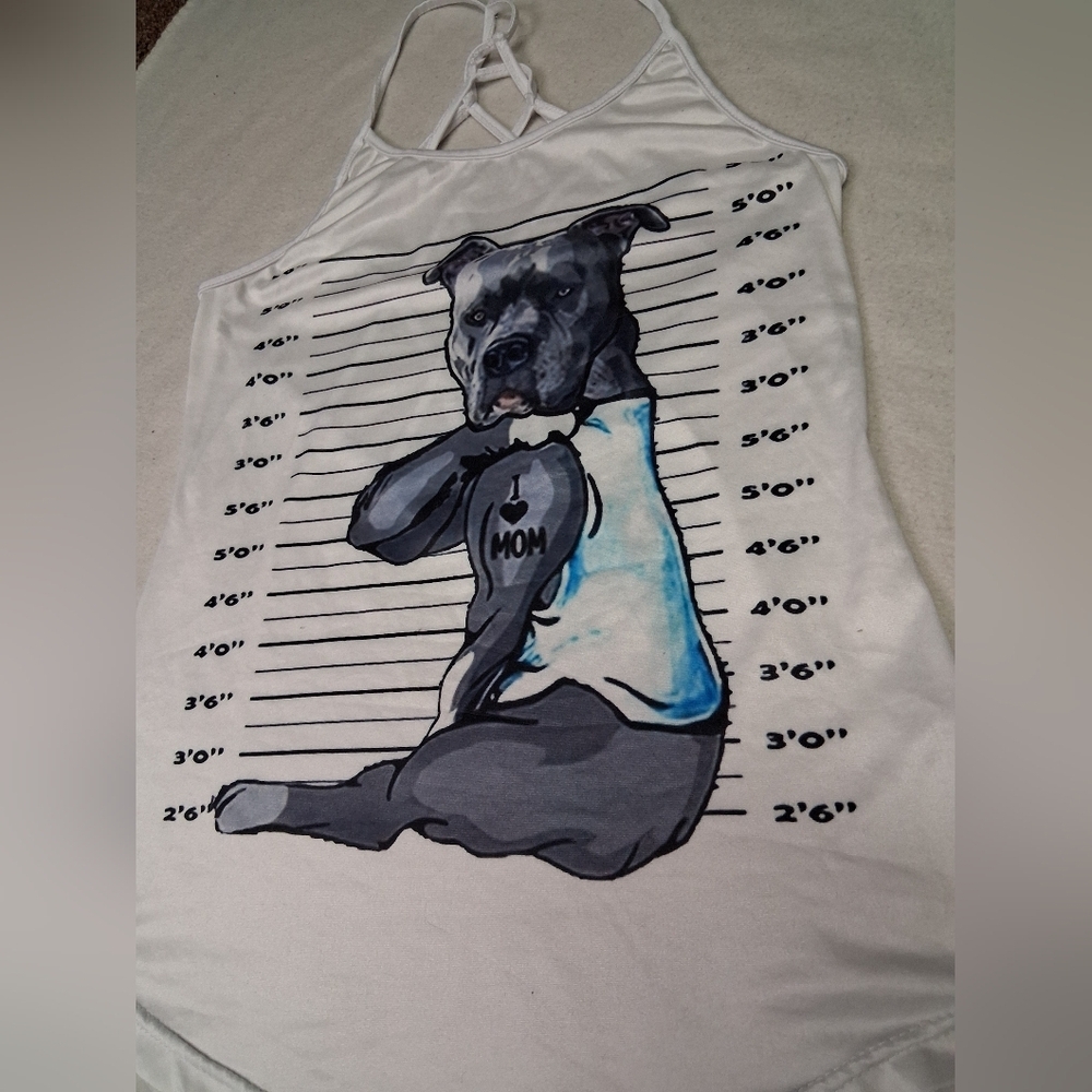 4/20$ ➡️ Dog Graphic White Tank Top